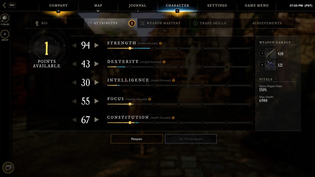 วิธีจัดค่าสเตตัสให้เหมาะกับสายเล่นใน New World: Aeternum